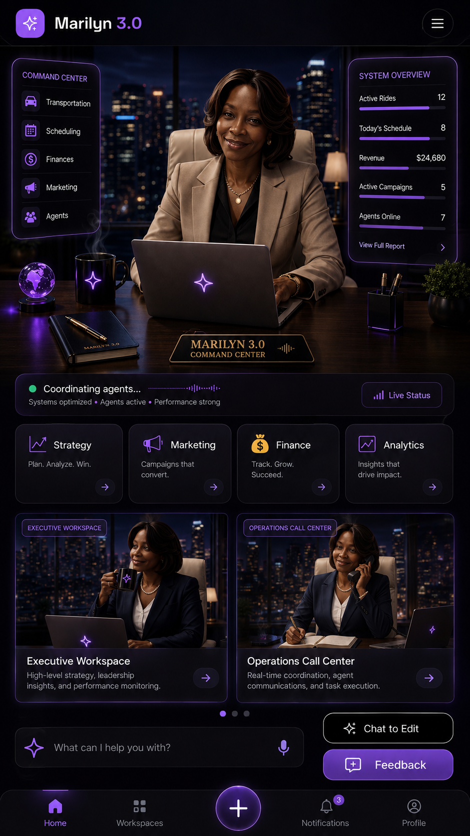 Marilyn 3.0 Command Center visual